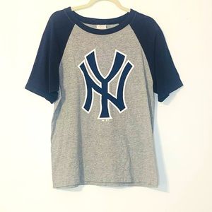 New York Yankees Gray Blue T-Shirt Sz L